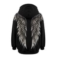 thumbnail image 4 of Fshinging Rhinestone Angel Wings Zip Up Hoodie Jacket for Women Gothic Retro Long Sleeve Sweatshirt Black L, 4 of 6