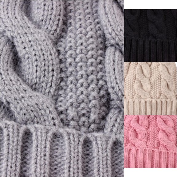 LiuXxxx Wool Knitted Winter Hats for Women Fashion Warm Hemming Baseball Cap with Casual Style Grey