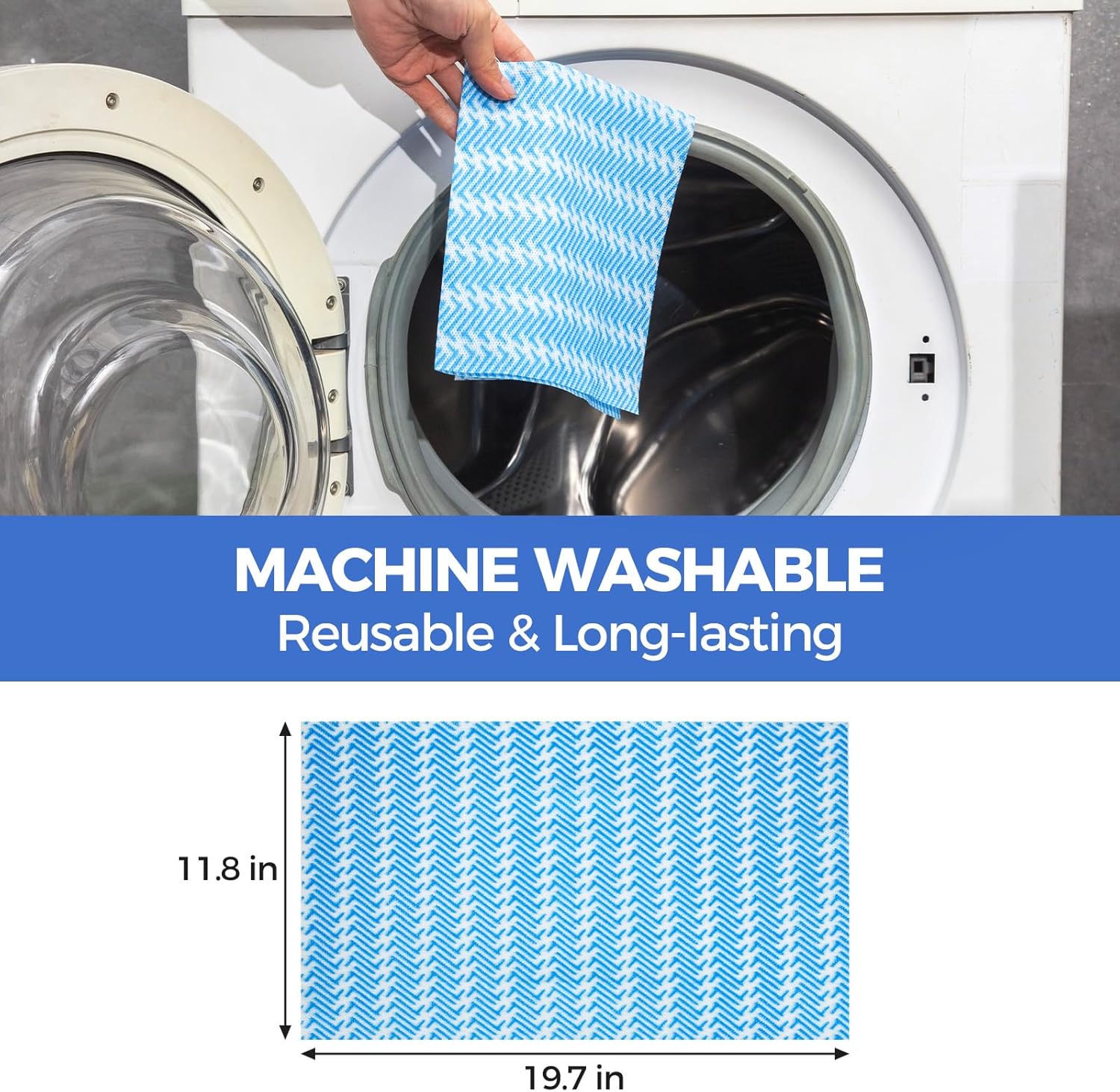 Reusable Cleaning Towels, Multi-Purpose Handy Towel, Blue Handi Wipe Reusable Cloths, Disposabel Dry Kitchen Wipes, Dish Cloths, Durable, Absoebent,Dry Quickly, 50 Count