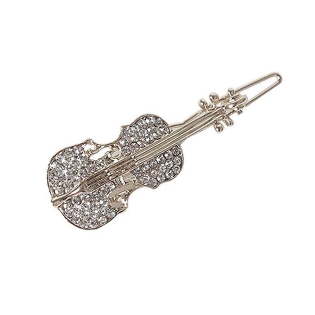Accesorios para el cabello con pasador de diamantes de imitación de cristal con diseño de violín para mujer - Lindas horquillas y clips de estilo coreano