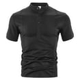 thumbnail image 4 of Qgtaibl Lightweight Henley Shirts for Men Short Sleeve Basic T-Shirt Solid Color Collared Button Down Pullover Summer Tee Tops Black,XXL, 4 of 6