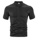 thumbnail image 5 of Blusa y camisa de manga corta con cuello alto para hombre, color liso, informal, con botones, de poliéster., 5 of 6