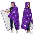 thumbnail image 2 of Wearable Blanket,Purple Halloween Pattern Hooded Wearable Flannel Blanket for Adults & Teens,Winter Poncho Shawl Wrap Cape Cozy Anti-Pill,60"x80", 2 of 5