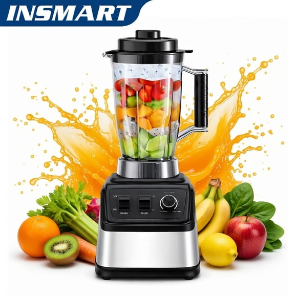 INSMART Blender for smoothies, 100oz Professional Countertop Blender with 15 Speed Adjustable, 3 Containers, Self-Cleaning, BPA-Free, Blender for shake, Juice, Crush Ice and Pulse