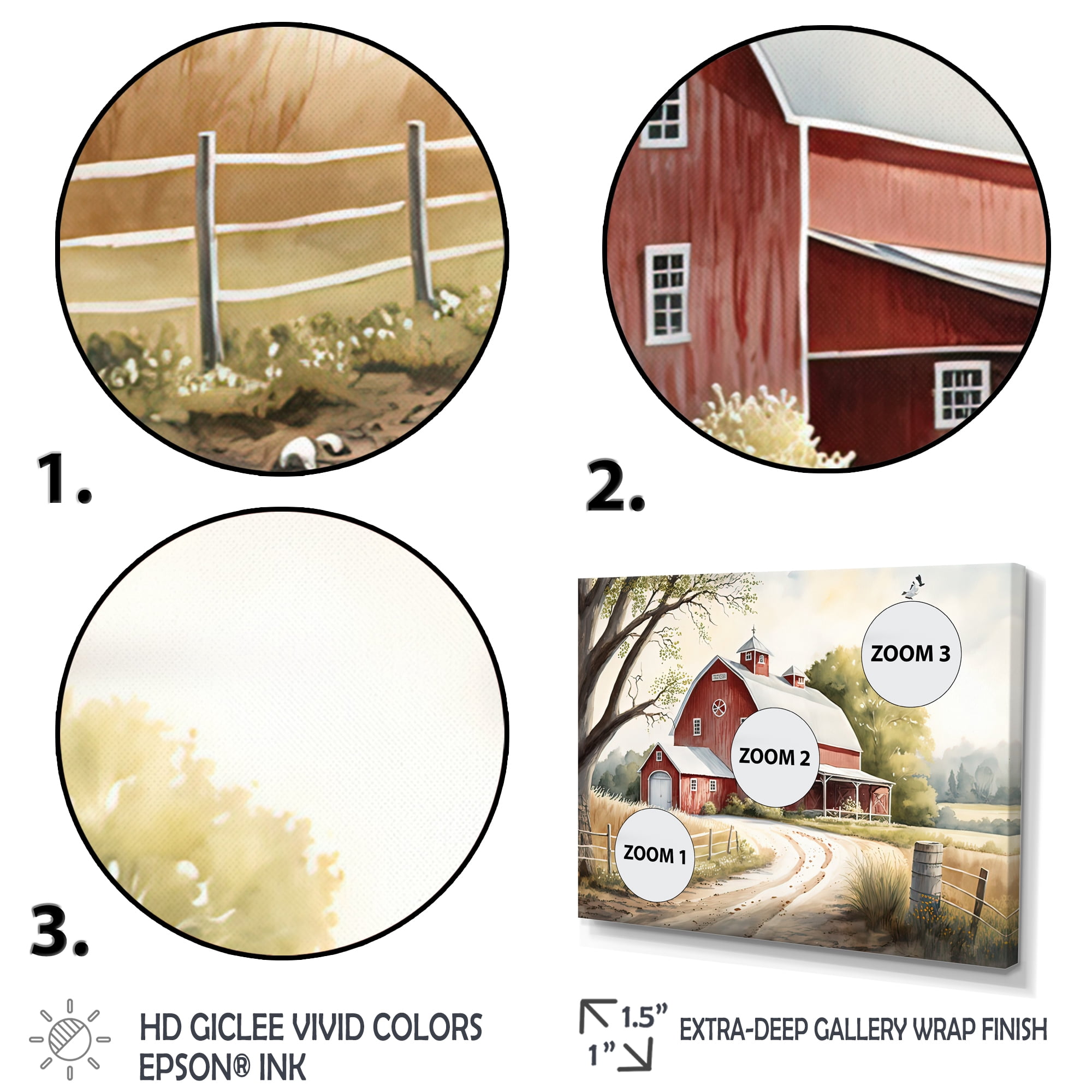 Designart Charming Barn And Path IV Canvas Wall Art