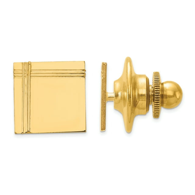 Or Jaune 14k Homme Carré Ligne Cravate Tac Revers Épinglette Barre pour Papa Hommes pour Lui