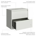 thumbnail image 3 of Hirsh 30 Inch Wide 2 Drawer Metal Lateral File Cabinet for Home and Office, Holds Letter, Legal and A4 Hanging Folders, White, 3 of 12