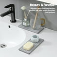 thumbnail image 4 of 2 Pcs Water Absorbing Stone Drying Tray Mat, 8.2" × 3.9" Quick Dry Vanity Sink Caddy Bar Coaster, Light Gray, 4 of 7