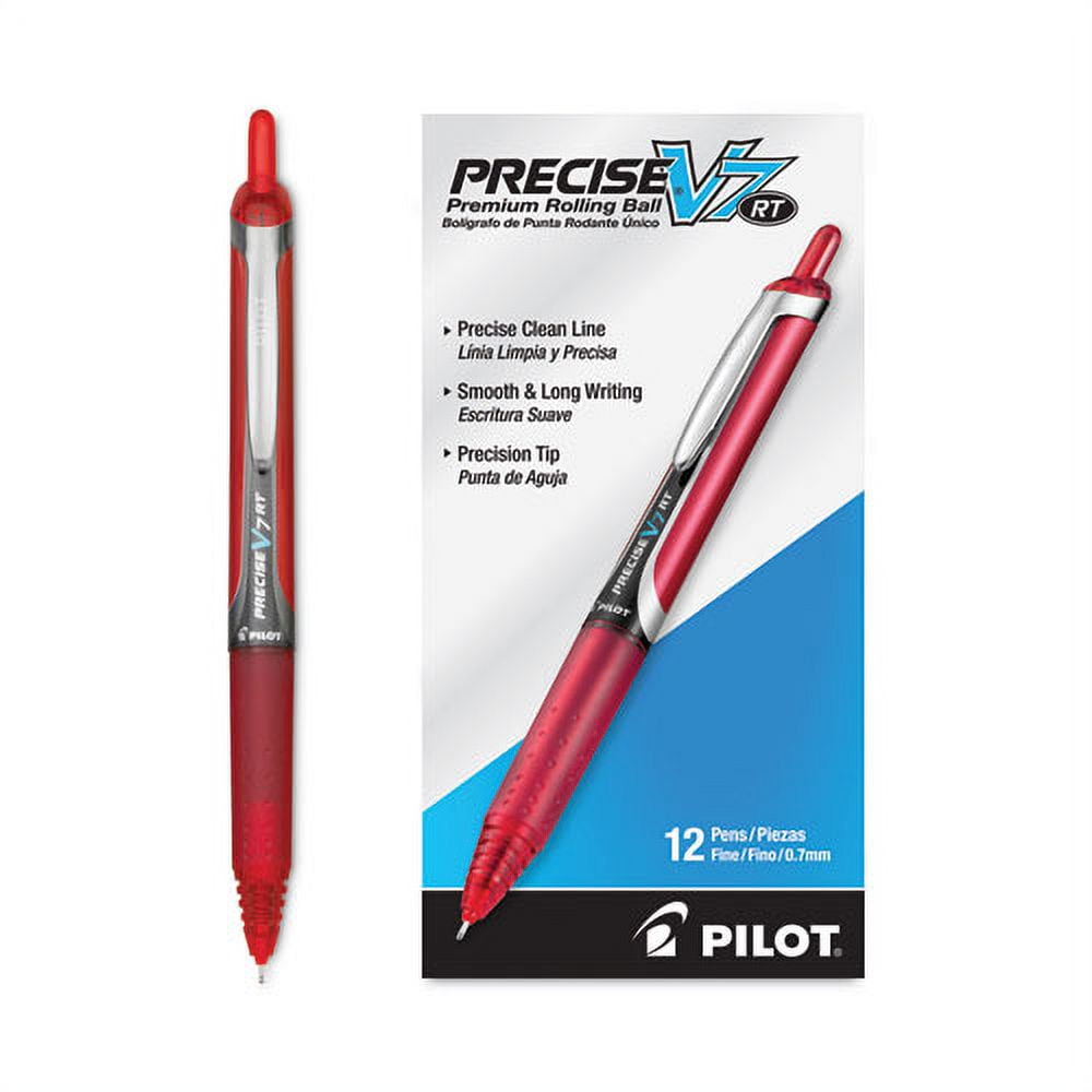 Precise V7rt Roller Ball Pen, Retractable, Fine 0.7 Mm, Red Ink, Red Barrel | Bundle of 10 Dozen