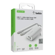Belkin BOOSTCHARGE 30W USB C and USB A Wall Charger + USB C to USB C Cable, 5ft