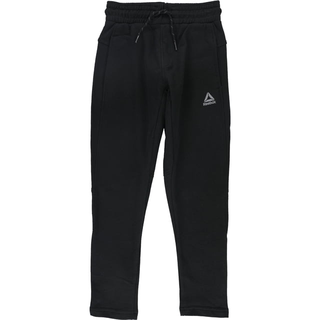 Reebok Boys French Terry Tapered Relaxed Sweatpants Athletic Pants, black, 5T