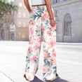 thumbnail image 7 of TRUBKH boho pants for women High Waist Wide Leg Pants Floral Solid Long Palazzo Pants Womens Casual High Waist Pant 2025 Beach Vacation Outfits womens hiking pants womens sweatpants Watermelon Red S, 7 of 7