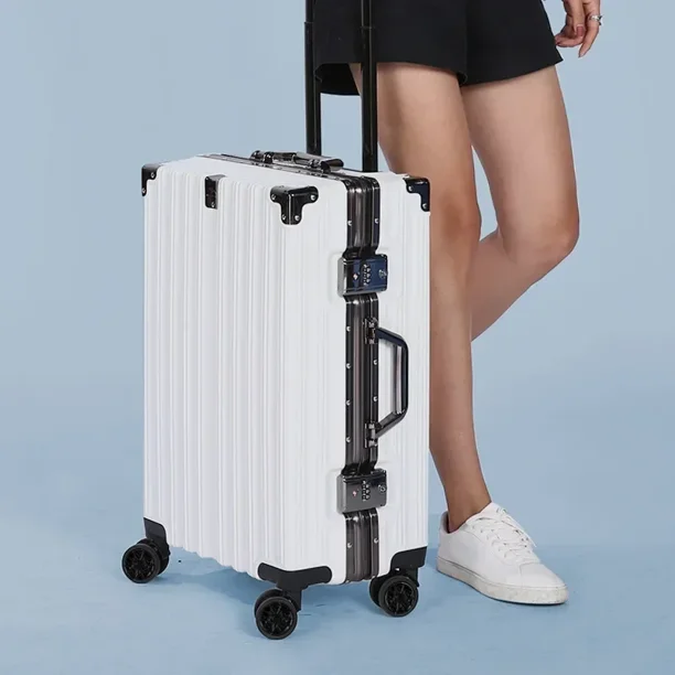 Caja de equipaje rodante con marco de aluminio, Maleta de viaje con ruedas, bloqueo de combinación, 20, 24, 26 y 28 pulgadas