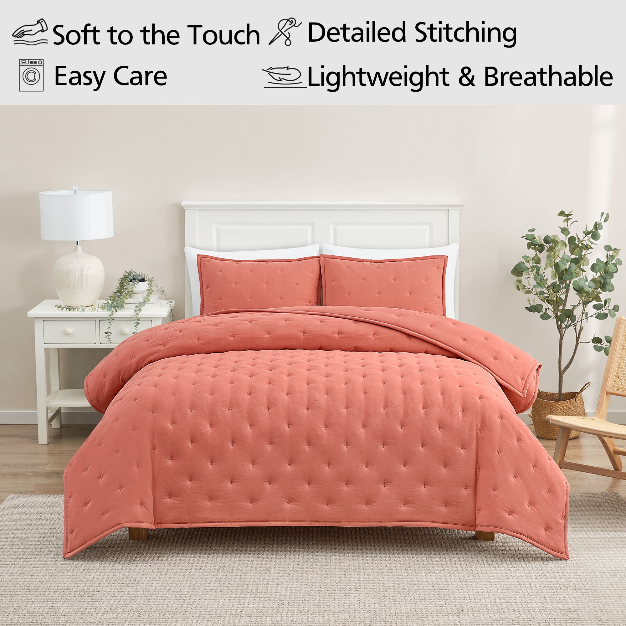 Mainstays King Comforter Set, All-Season, 3-Piece, Rust