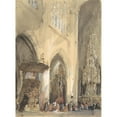 thumbnail image 2 of Genaro Pérez Villaamil 19x24 Black Ornate Framed Double Matted Museum Art Print Titled: Interior of the Church of St. Jacques, Louvain (1807-54), 2 of 5