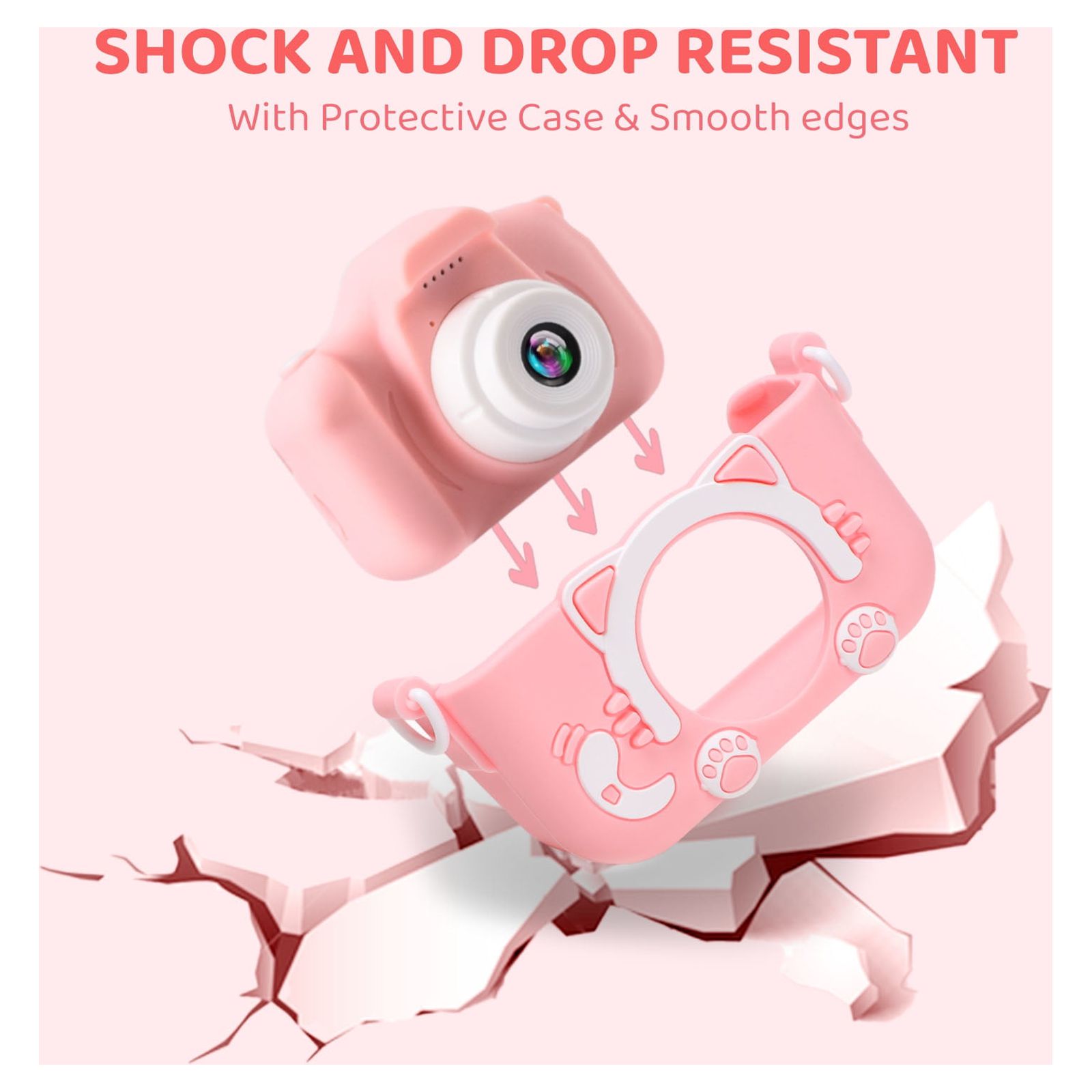 Wisairt Kids Digital Camera 1080P with 32GB SD Card, Pink photo 6