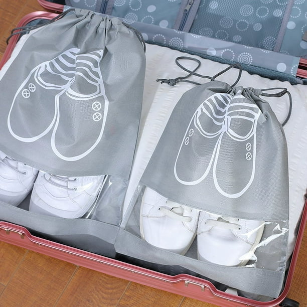 Bolsa para guardar zapatos, tela no tejida, cordón a prueba de polvo, funda para zapatos portátil de viaje, bolsa para zapatos de gran capacidad