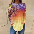 thumbnail image 1 of Womens Tops Fall 2023 Round Neck Gradient Flower Printed Blouses Fashion Long Sleeve T-Shirts Tops, 1 of 3