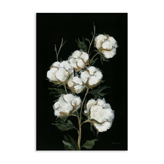 Stupell Industries Vintage Stems of Cotton Plants & Flowers Painting Wrapped Canvas Art Print Wall Art, 16 x 24