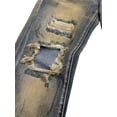 thumbnail image 6 of En Noir Men's Clash Sand Wash Rip & Repair Distressed Skinny Fit Denim Jeans (38, Sand Wash), 6 of 8