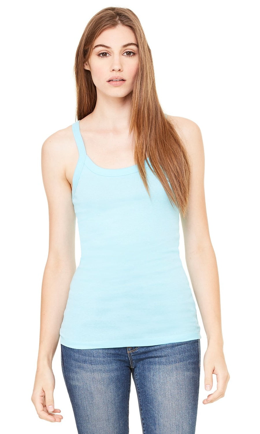 Clementine Apparel Women's Sheer Mini Rib Thin Strap Tank Top