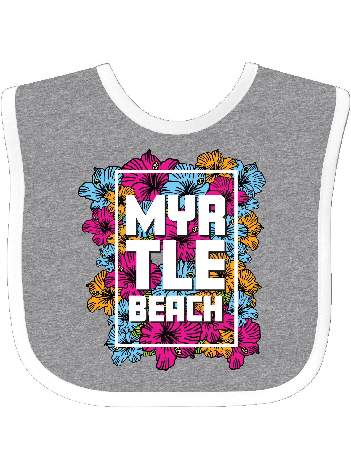 Summer Myrtle Beach with Hibiscus Flowers Baby Bib ...