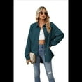 thumbnail image 2 of Camisas de con Botones para Mujer, Elegantes, Informales, de Larga, Holgadas, con Bolsillo, Azul Pavo Real, Talla S, 2 of 10