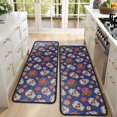 thumbnail image 4 of Kitchen Rugs Sets Of 2,Blue Skull Rose Flower Pattern Anti Fatigue Kitchen Mat Rugs Non Slip Washable,Decorative Kitchen Floor Mats for Kitchen,Sink,Laundry,17"x47"+17"x47", 4 of 5