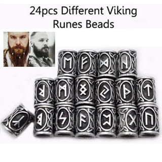 81Pcs Hair Tube Beads Norse Vikings Runes Hair Beard Beads for Bracelets  Pendant Necklace DIY Braiding Beads for Hair Braids Viking Beads  Kits(Include 2Pcs Pull Hair Pin & Viking Suede Bag) 81Pc