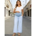 thumbnail image 3 of DARING DIVA Women's Wide Leg Maternity Pants Over Belly Elastic Waist 2XL Blue Stripe, 3 of 7