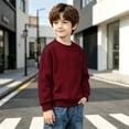 thumbnail image 4 of Atogsazn Kids Boys Oversized Sweatshirt Childrens Casual Long Sleeve Crew Neck Sweater Fall Winter Tops Clothes Red 14-15 Years Fashion, 4 of 9
