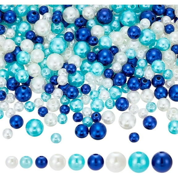 216Pcs 3 Sizes Pearl Beads for Jewelry Making Blue Faux Pearl Beads Bulk Small Loose Spacer Pearls Craft Bracelet Bead for Bracelet Necklace Jewelry Making Hole: 1.8-2.5mm Dark Turquoise