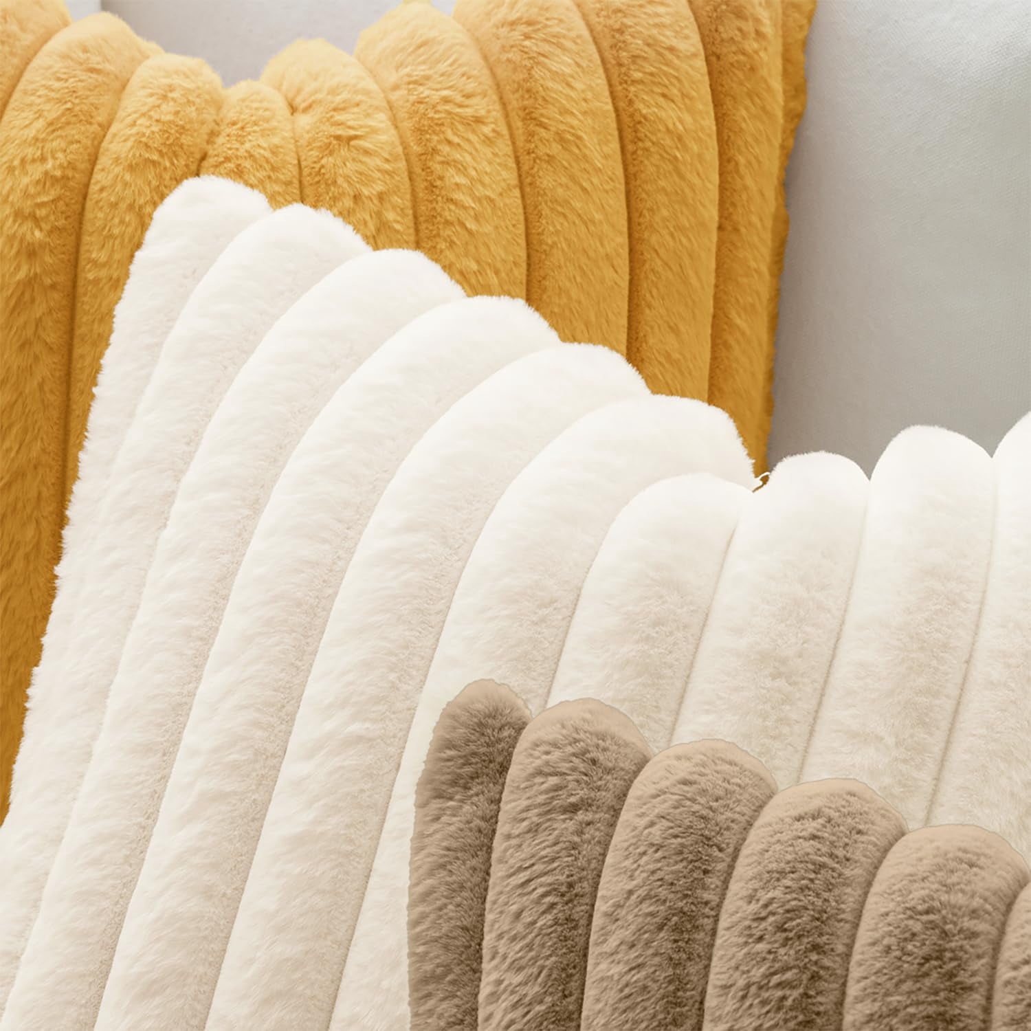 Lanola Faux Fur Decorative Throw Pillow Covers 18x18 Inch Set of 2, Modern Spring Home Decor Soft Plush Couch Pillows Cozy Fluffy Cushion Covers for Sofa Bed Sage Green
