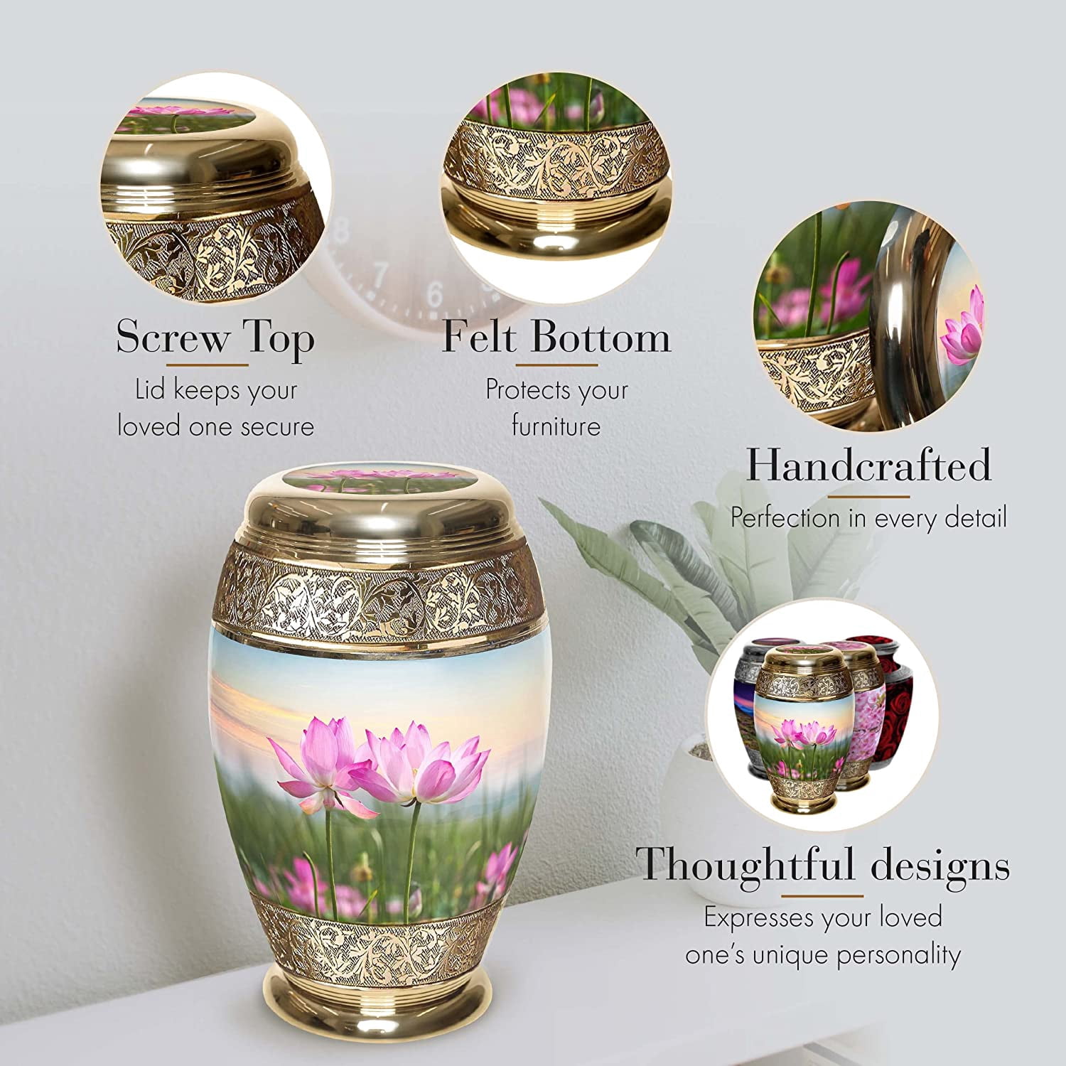 Lotus Urns for Cremation Ashes Large Urn XL or Small Keepsake Urns for Adult Cremation Ashes & Urns for Human Ashes for Home or Burial Cremation Urns