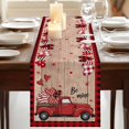 thumbnail image 3 of Table Runners 120 Inches Long Dress Scarves, Red Valentine's Day Farmhouse Coffee/Dining/Kitchen Table Runner for Living Room, Truck Plaid Love Heart Wooden 13x120 Inch, 3 of 9