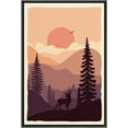 thumbnail image 3 of PixonSign Framed Canvas Print Wall Art Elk Above Orange Forest Animals Wilderness Illustrations Modern Art Rustic Landscape Relax/Calm Warm Boho Decor for Living Room, Bedroom - 24"x36" Black, 3 of 5