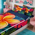 thumbnail image 2 of Manfei Tropical Floral Leaves Zipper Queen Comforter Set with Fitted Sheet and 2 Pillowcases,Botanical Plants Zipper Bedding Set,Reversible, 2 of 7