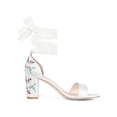 thumbnail image 3 of BLISSFUL STEP Edition Women's Satin Floral Print Block Heel Sandals White 7, 3 of 8