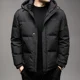 thumbnail image 3 of Chaqueta de plumón para hombre, novedad de invierno de 2024, chaqueta gruesa y cálida con capucha desmontable de color contrastante y plumón de pato, abrigo informal, 3 of 4