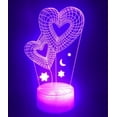 thumbnail image 1 of YSITIAN 3D Love Heart Night Light Lamp Illusion 7 Color Changing Touch Switch Table Desk Decoration Lamps Gift with Acrylic Flat ABS Base USB Cable Toy E1116-64, 1 of 5
