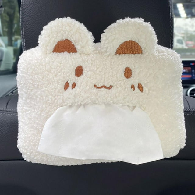 Universal Car Tissue Box Cartoon Plush Car Seat Back Tissue Storage
