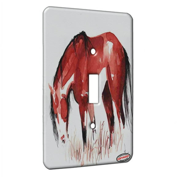 KuzmarK™ Single Gang Toggle Switch Wall Plate - Bay Pinto Mustang Abstract Horse Art by Denise Every