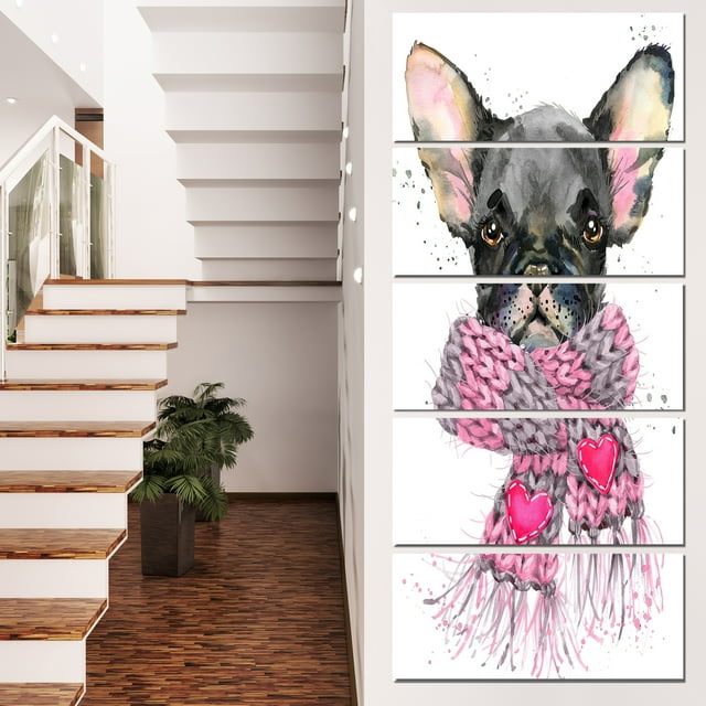 Chiot Mignon avec Châle Rose - Art Mural sur Toile