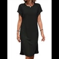 thumbnail image 1 of Vestido Midi de Verano para Mujer, Color Liso, con Abertura, Negro, Talla L, 1 of 9