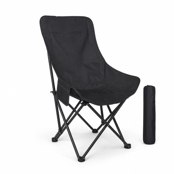Folding Camping Chair with Carry Bag & Side Storage Bag 260lbs Capacity Lightweight High Back Portable for Beach, Picnic, Sport, Black