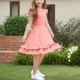 thumbnail image 6 of Kovlvoll Teen Girls Summer Dress Fashion Clothes Ruffle Short Sleeve Round Neck Solid Color Child Girl Dresses, 6 of 7