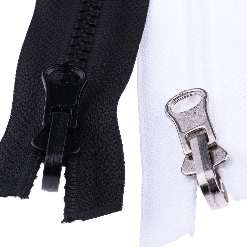 10 Pieces Molded Resin 2 Way Open Double Sided Zipper White/Black 