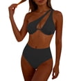 thumbnail image 2 of cocolona Womens One-shoulder Bikini Sets Summer Cute Solid Color Two Piece Swimsuits Vacation Beach Swimwear, 2 of 6
