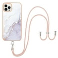 thumbnail image 2 of iPhone 12 Case, iPhone 12 Pro Case, Allytech Luxury Marble Serious TPU Rubber Ultra Slim Anti-scratch Shock-absorbing Protective Back Cover with Lanyard Case for Apple iPhone 12 Pro,White, 2 of 4
