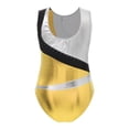 thumbnail image 4 of YIZYIF Kids Girls Metallic Ballet Dance Leotard Sparkle Rhinestones Sleeveless One Piece Gymnastics Unitard Gold 10, 4 of 5